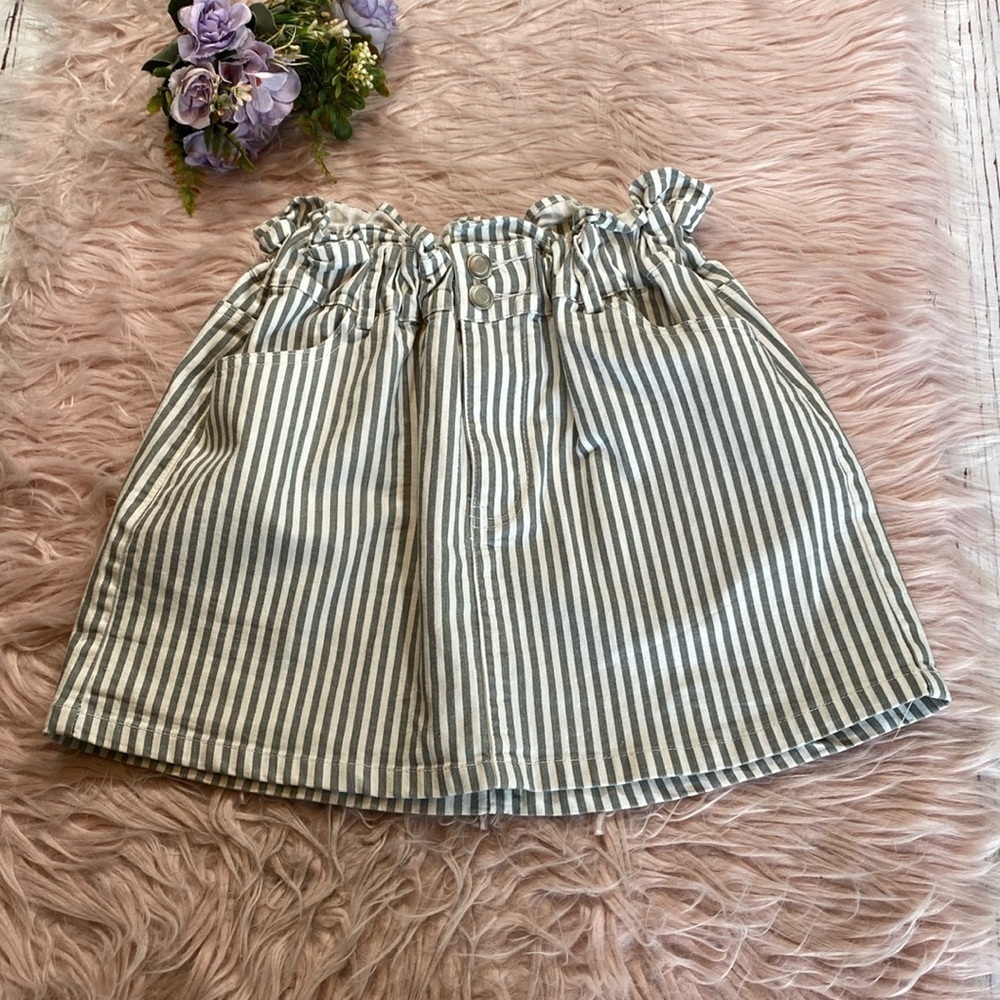 American Threads White Grey Stripe Mini Skirt sz S